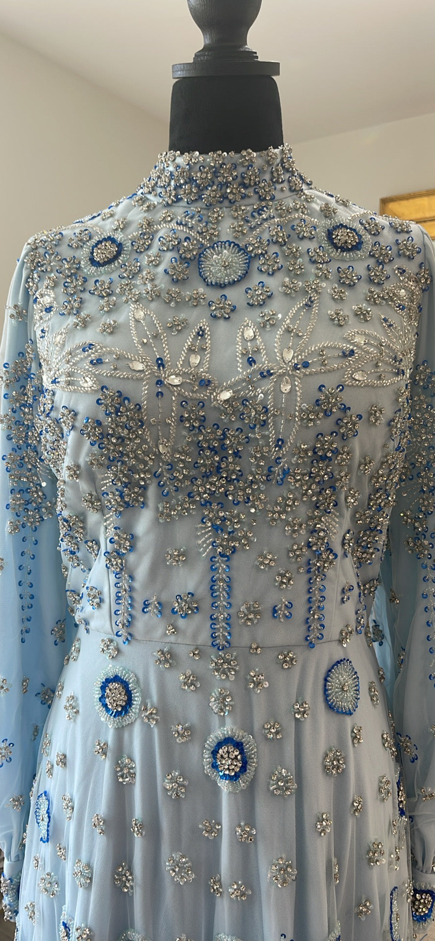 Asiyah's Collection - Blue Handmade Rhinestone & Beaded Dress - Dress