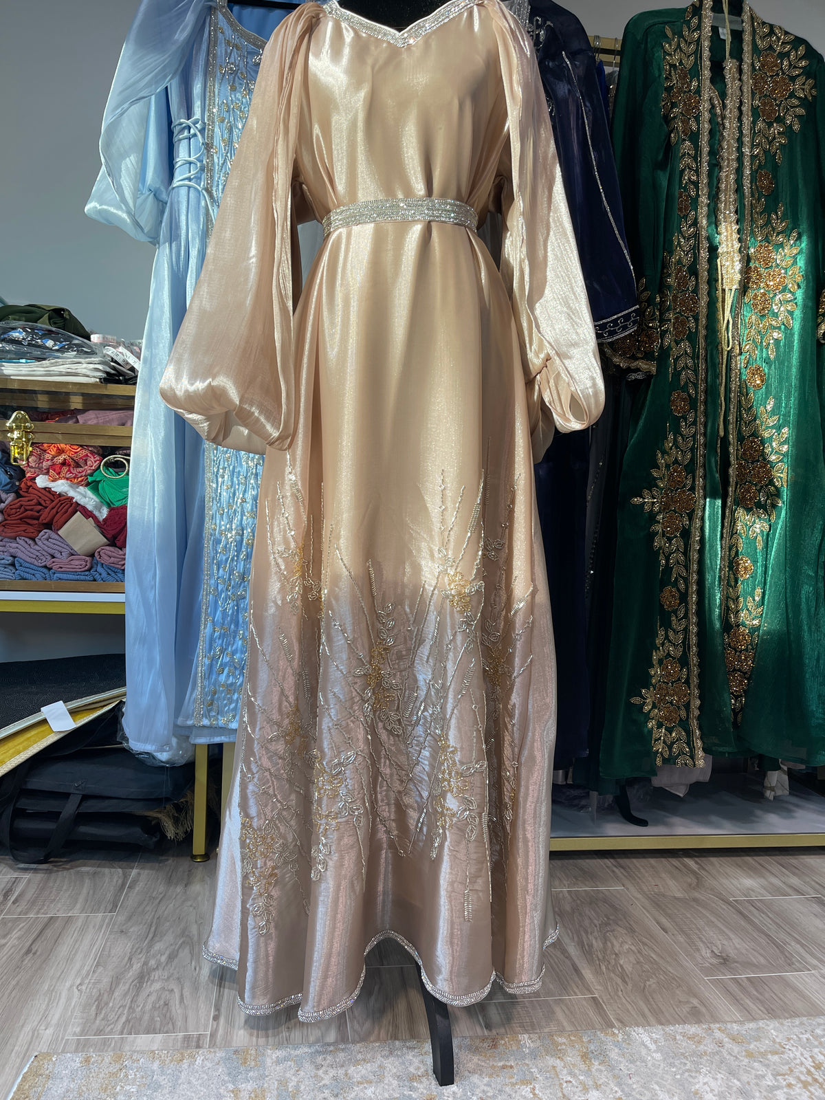 Asiyah's Collection - Golden Elegance Hand-Beaded Modest Dress - Dress