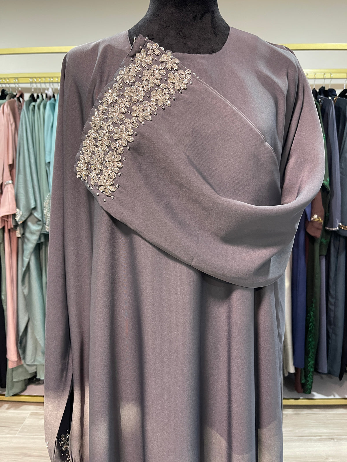 Asiyah's Collection - Grey Abaya with Sleeve Detail - Abaya