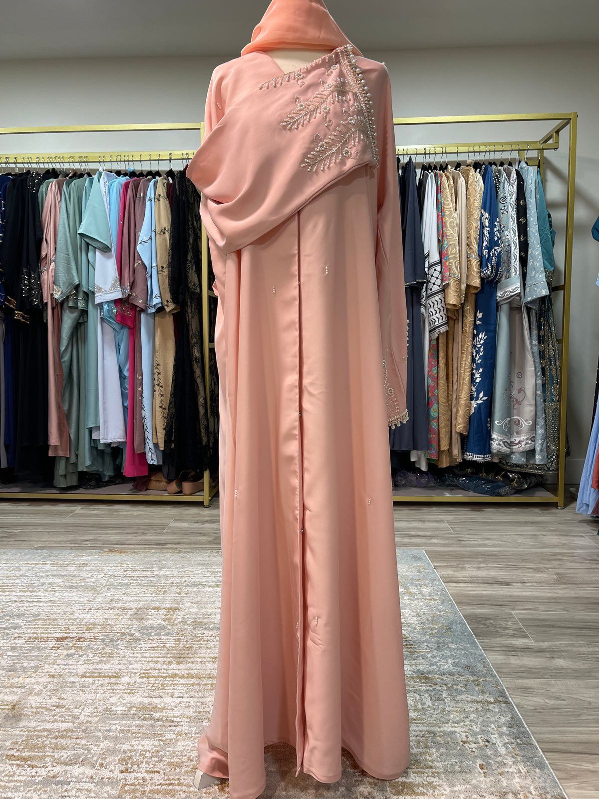 Asiyah's Collection - Pink Pearl & Rhinestone Abaya - Abaya