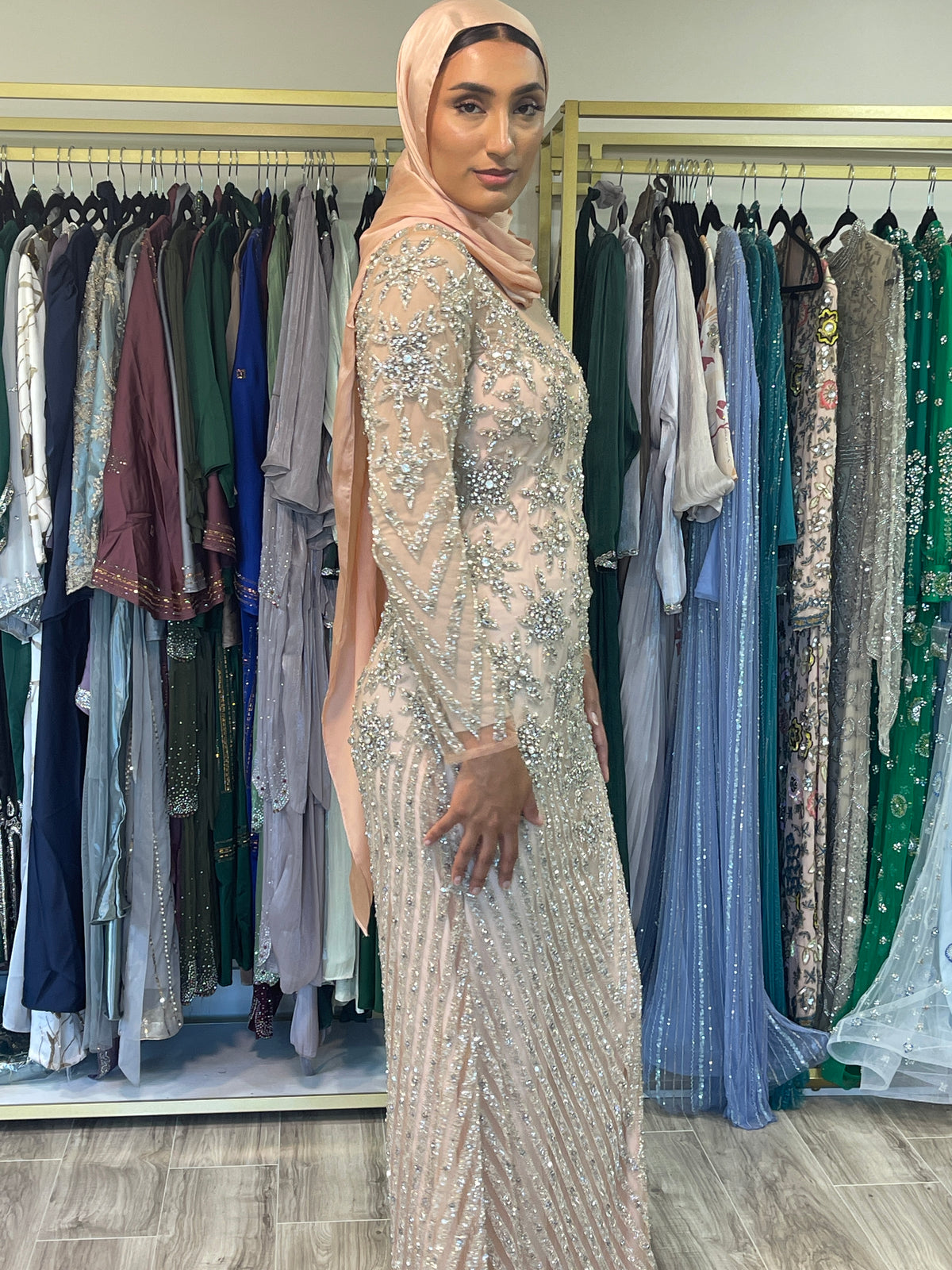 Asiyah's Collection - Mariam-Modest Hand-Beaded Evening Gown -