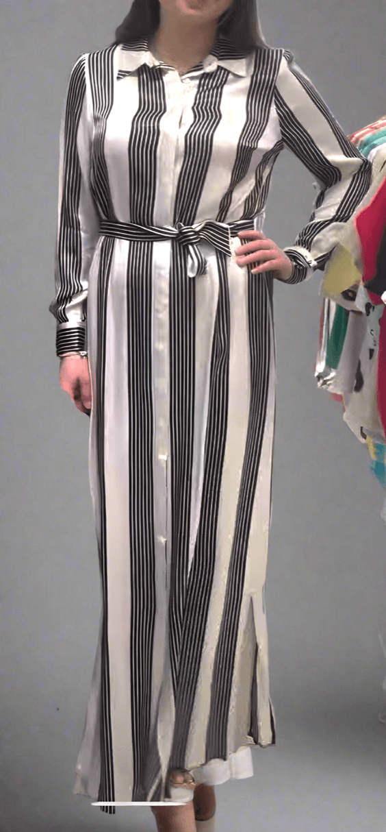 Asiyah's Collection - Striped Button-Down Modest Dress | Stylish & Elegant Everyday Wear - Dress