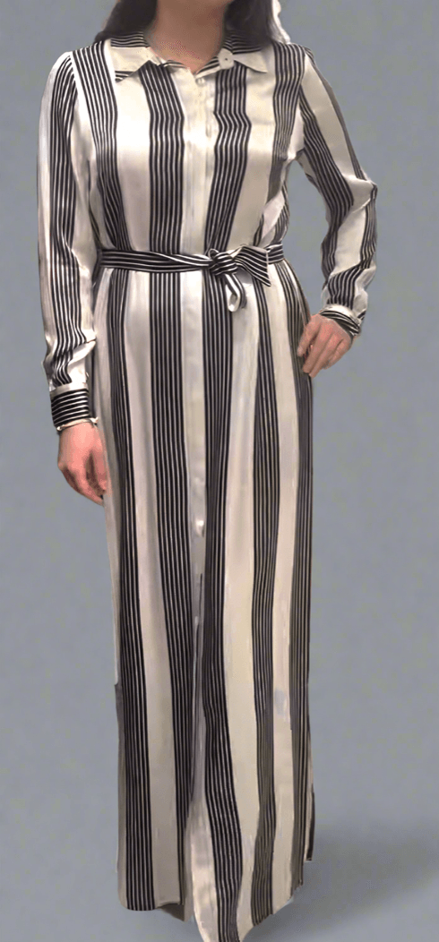 Asiyah's Collection - Striped Button-Down Modest Dress | Stylish & Elegant Everyday Wear - Dress