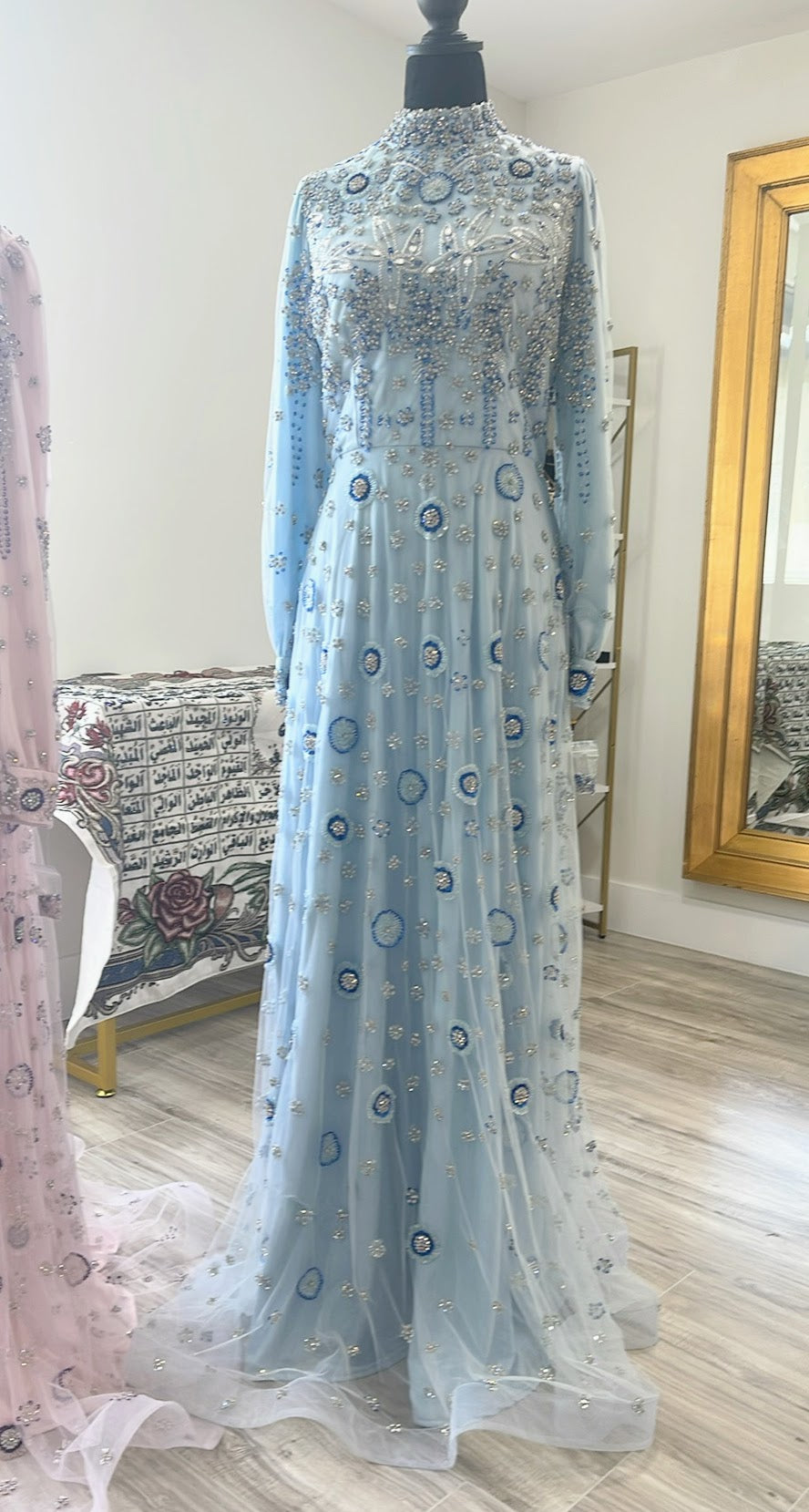 Asiyah's Collection - Blue Handmade Rhinestone & Beaded Dress - Dress