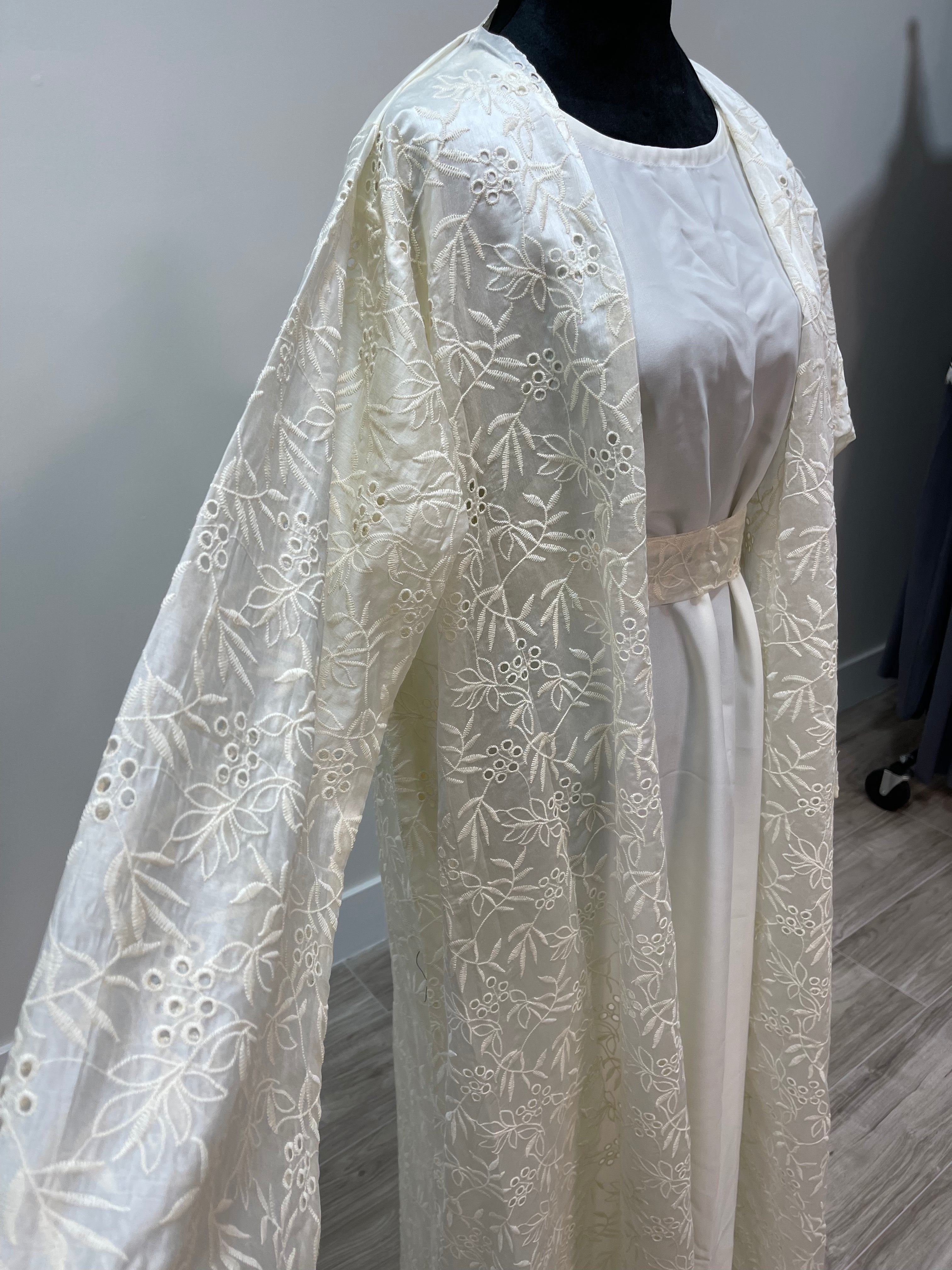 Asiyah's Collection - White Silk 4-Piece Abaya Set – Luxurious & Modest | Asiyah’s Collection - Abaya