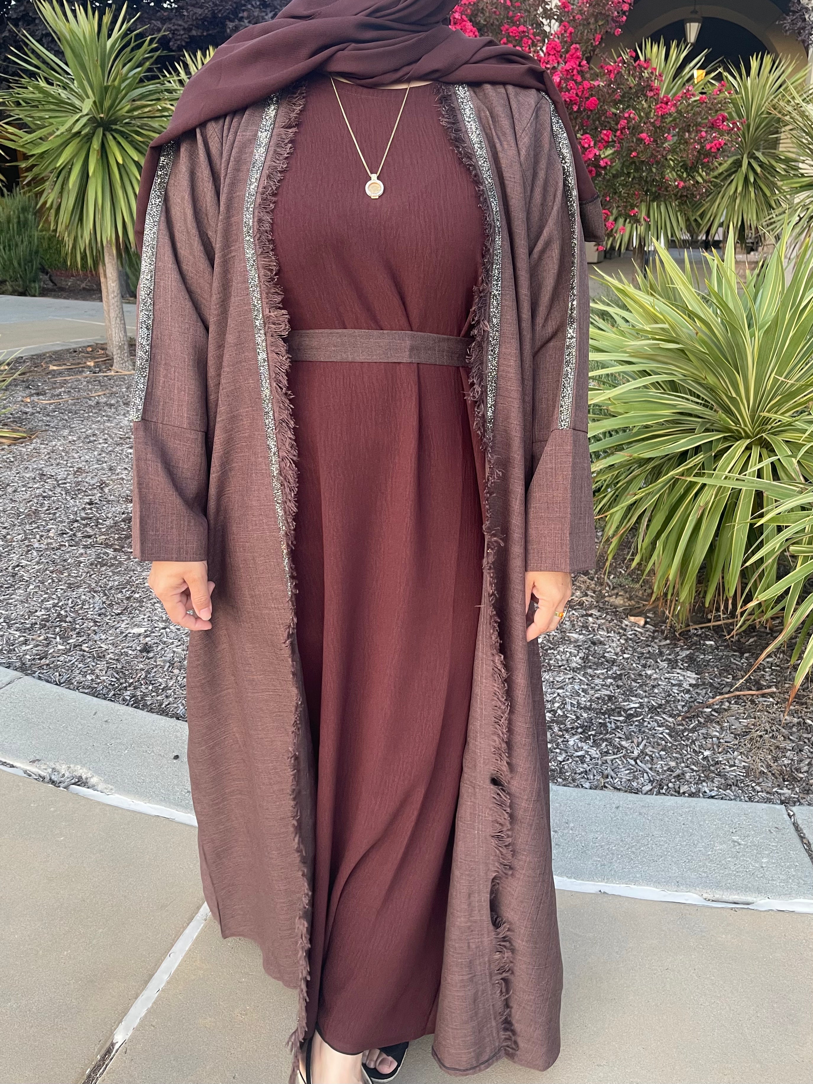 Asiyah's Collection - Rich Burgundy 4-Piece Abaya Set | Elegant & Modest Fashion – Asiyah’s Collection - Abaya