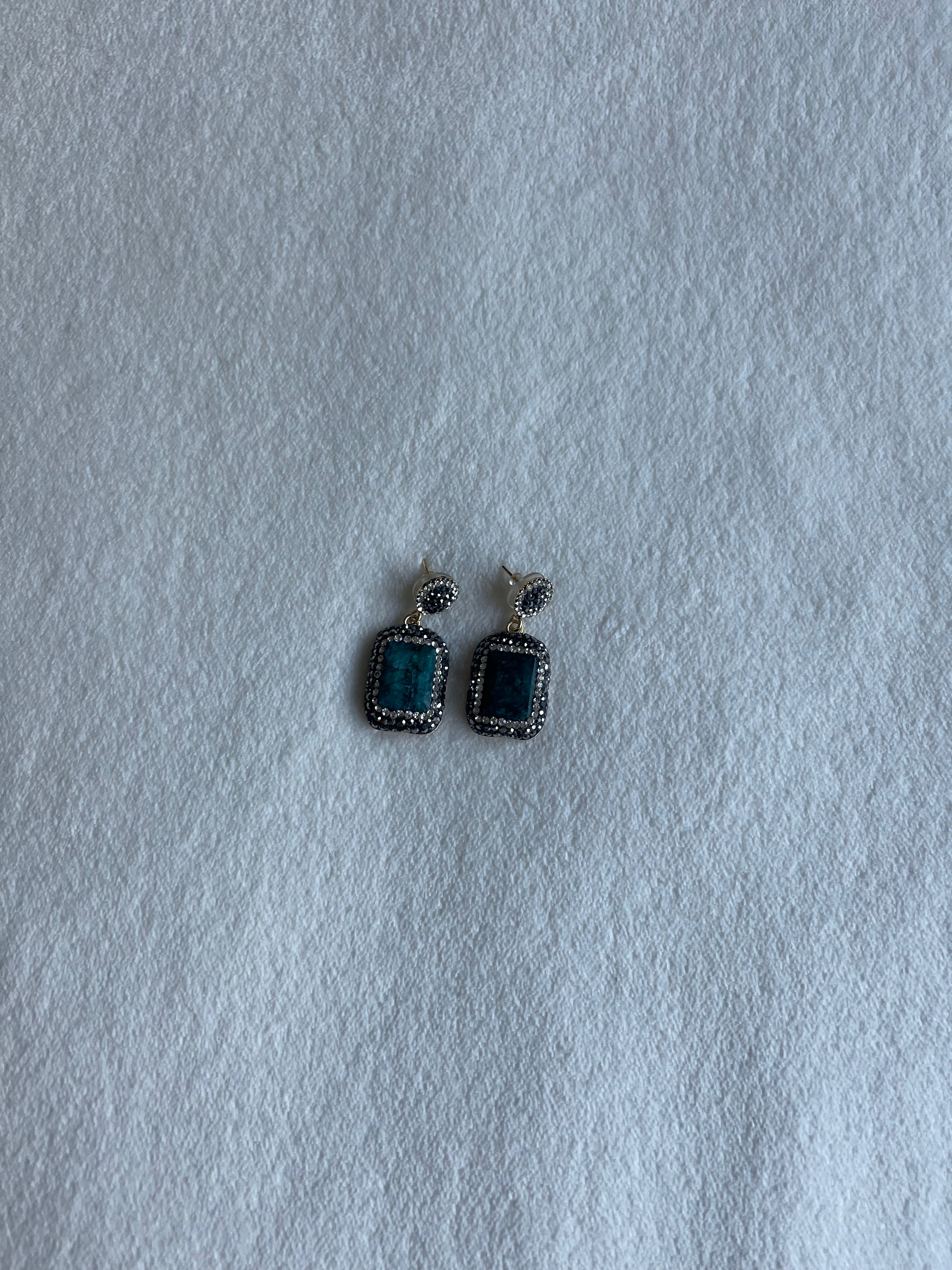 Asiyah's Collection - Silver Tone Earring with Turquoise - Earring