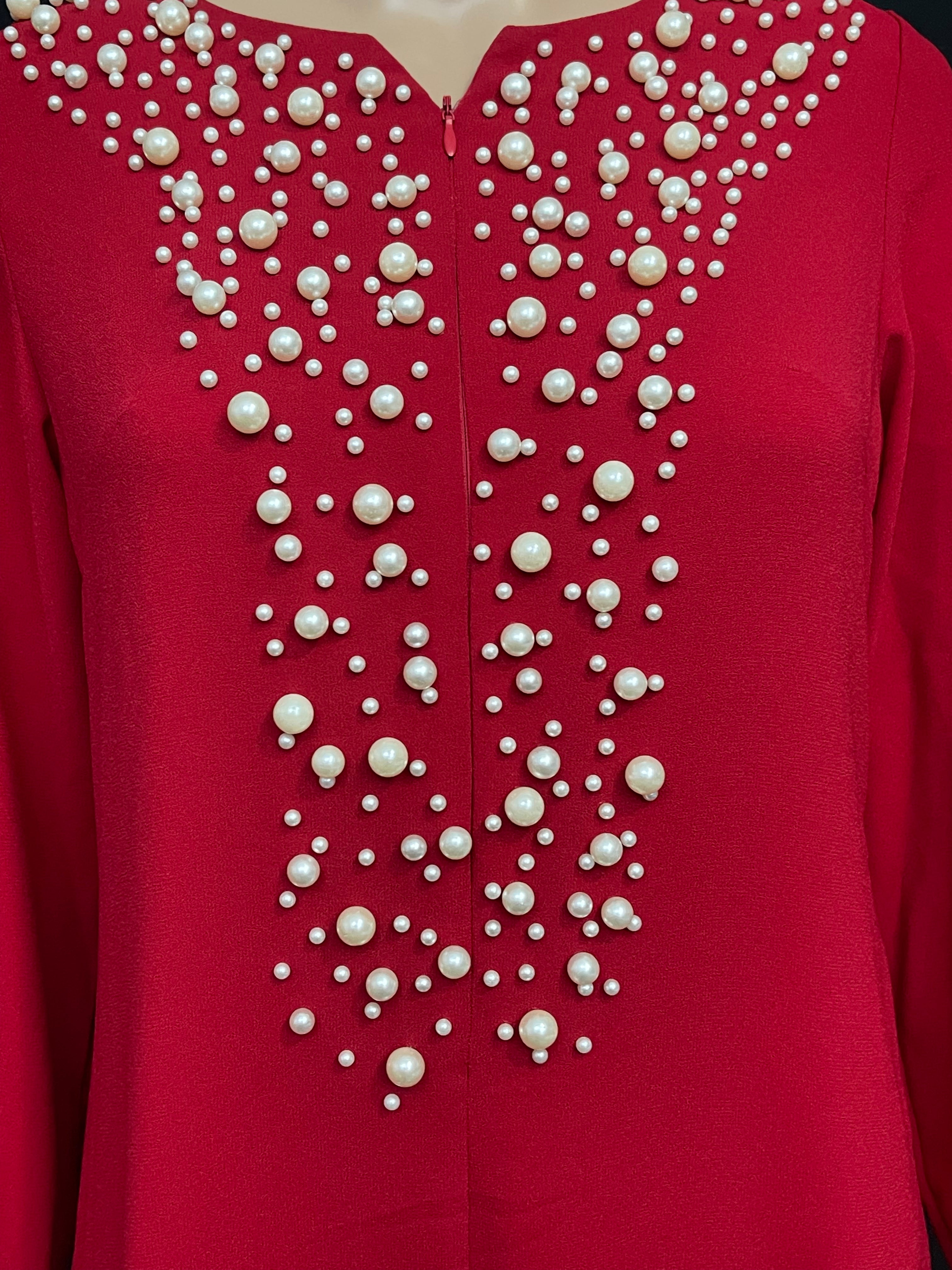 Asiyah's Collection - Pearl Infused Red Dress - Dress