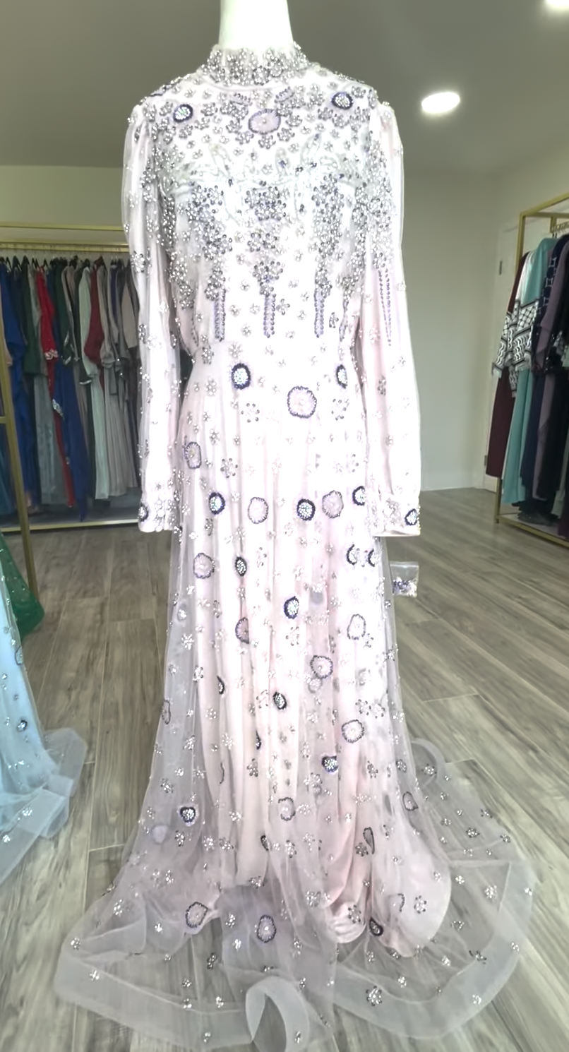 Asiyah's Collection - Pink Handmade Rhinestone & Beaded Dress - Dress