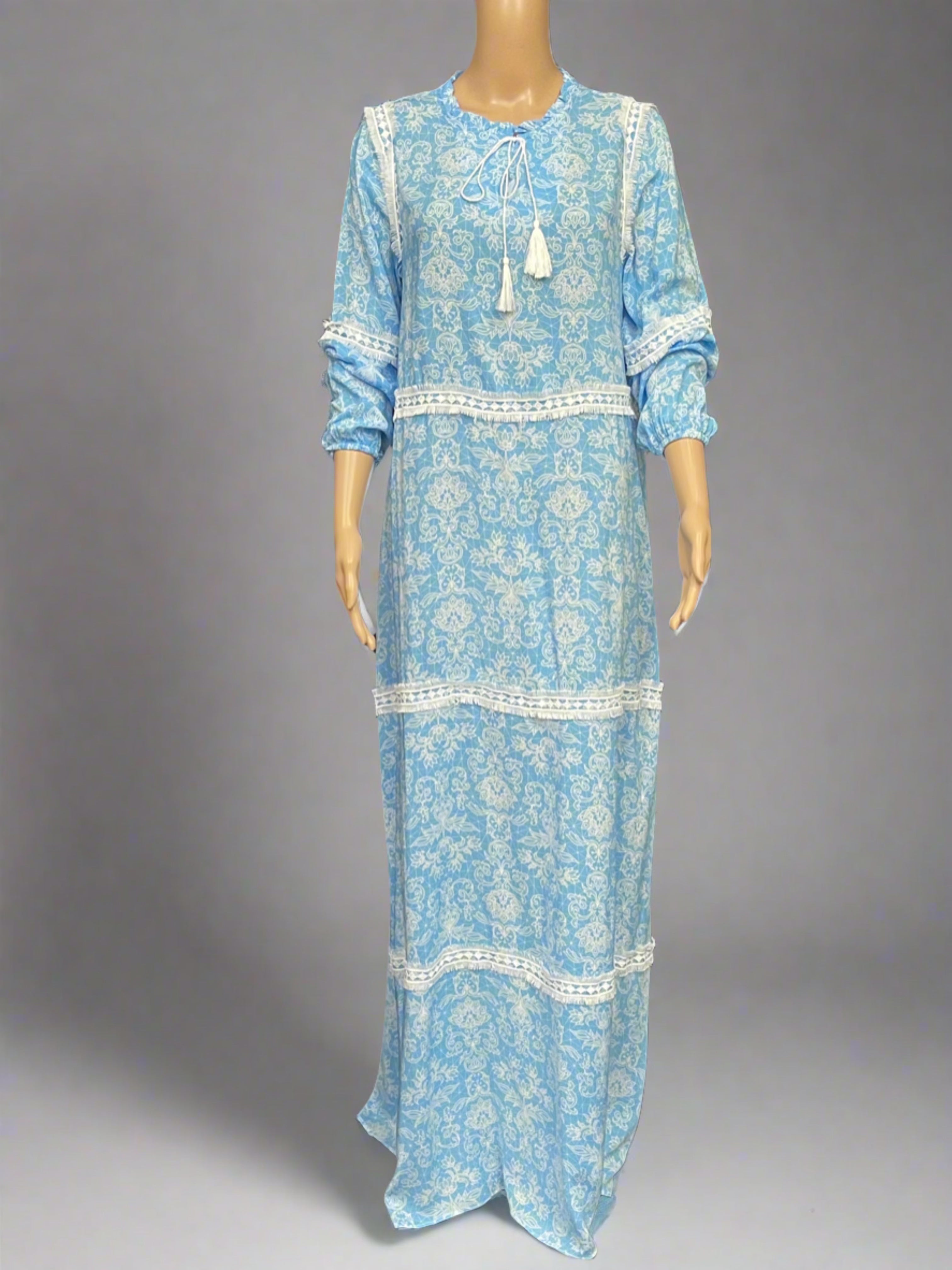 Asiyah's Collection - Plus Size Baby Blue Cotton Dress - Dress