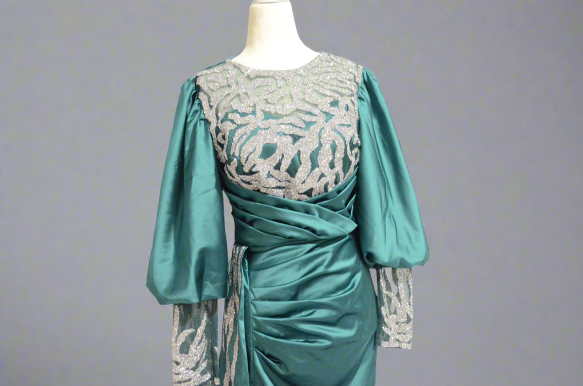 Asiyah's Collection - Elegant Teal Full length Formal Wear - Dress